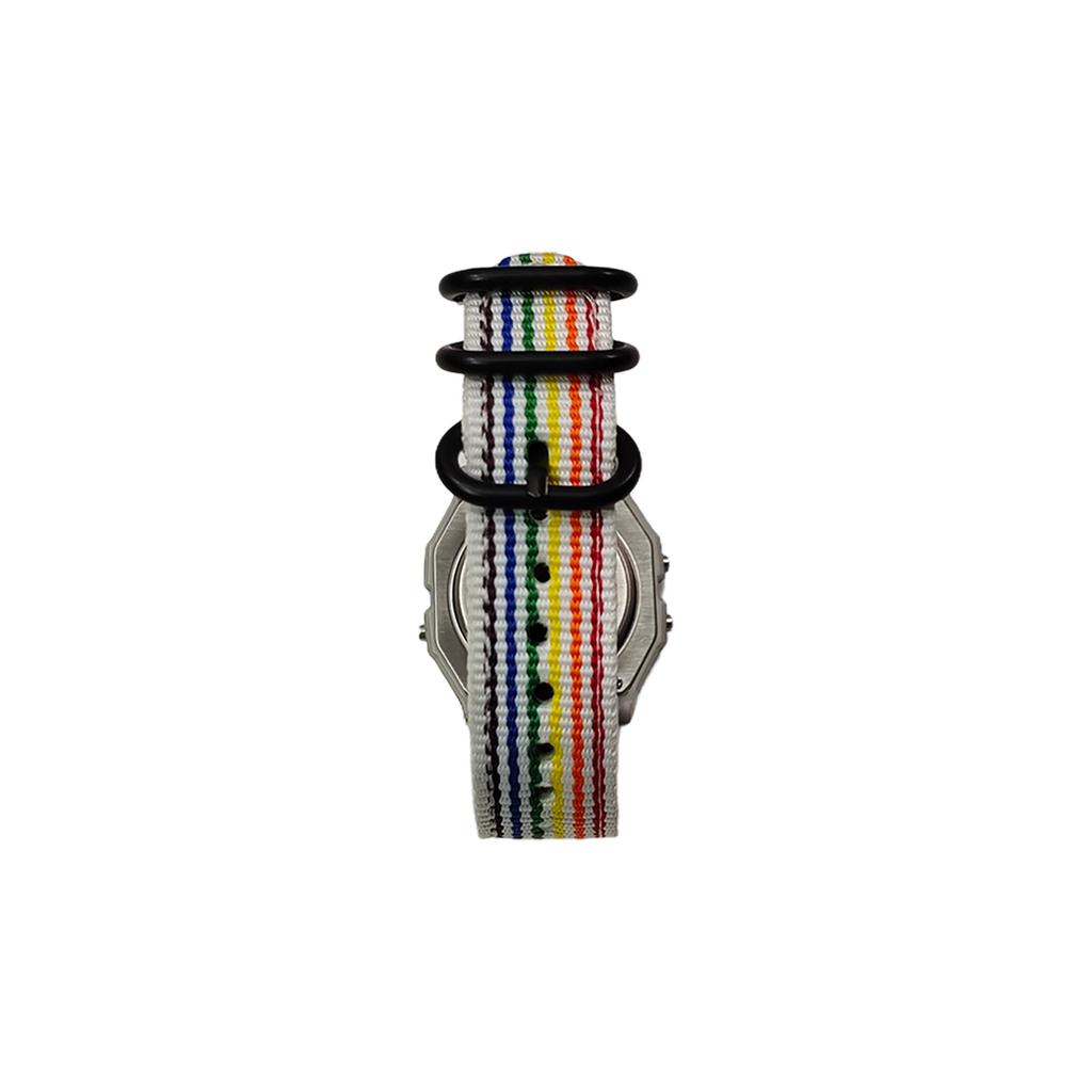 CASIO Custom Collection Quartz Movement Nylon Strap Watch Men's Watches Black Dial F-91WM-7A