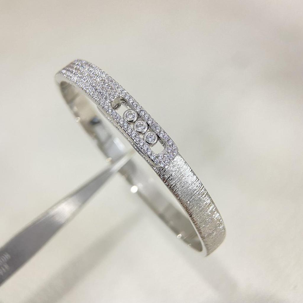 Meijia 925 Sterling Silver Sliding Bead Diamond Bracelet – Fashionable & Elegant Design for Couples