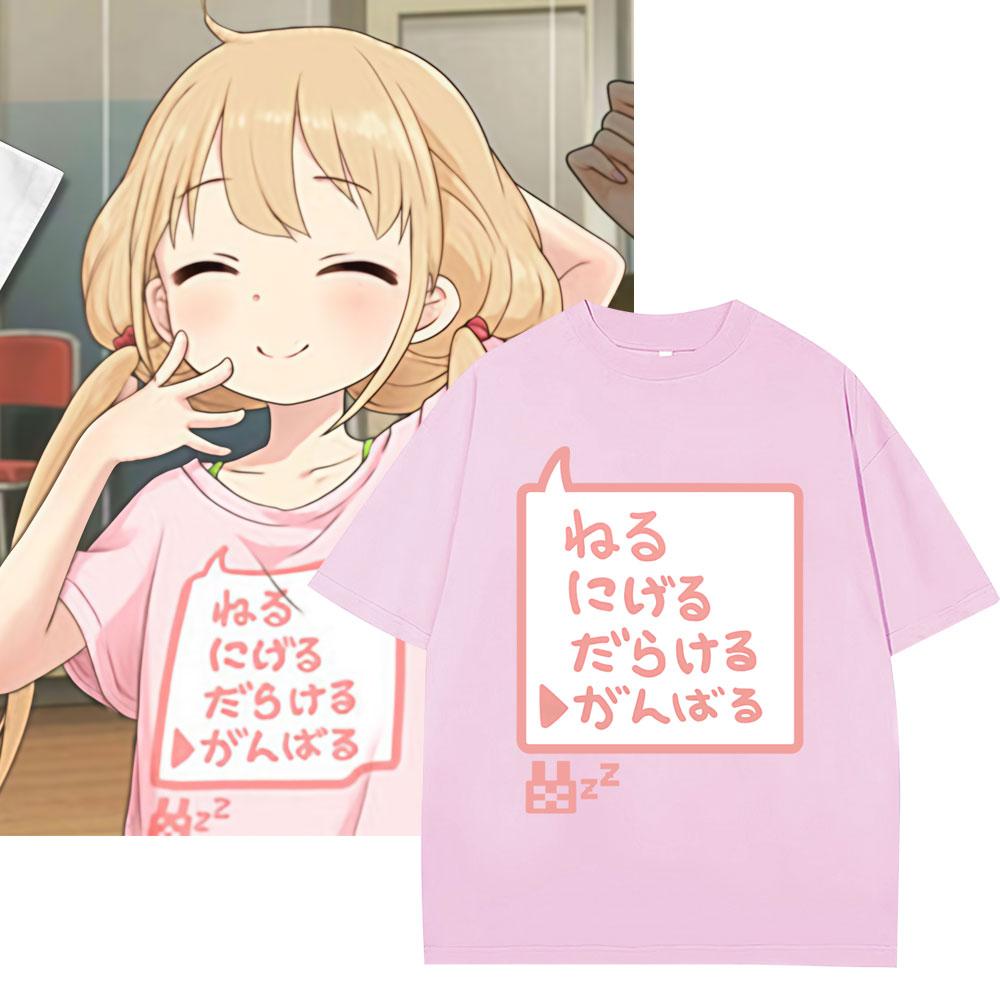 Anime Futaba Anzu Same Style Graphic TShirt Chinese Word Cosplay Unisexga T Shirts Fashion Unisex Women Oversized Cotton Y2k Tshirts