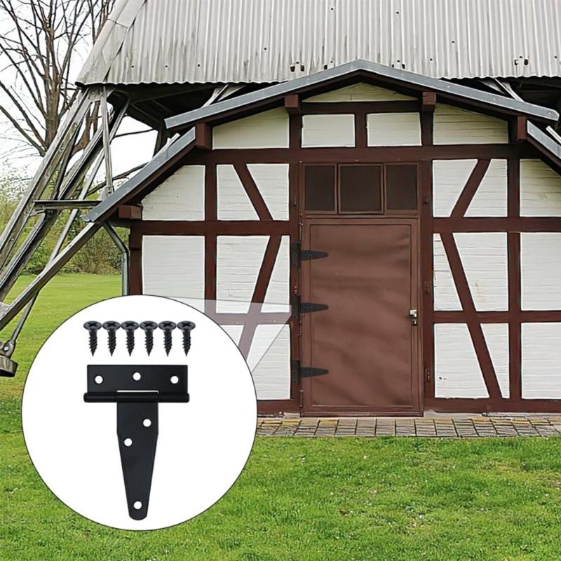 Heavy Duty T Hinges for Wood Door Wrought Iron Gate Hardware Rustproof T Hinges Set Simple Installs for Barns & Sheds
