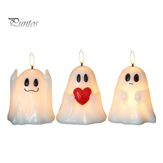 Safe Decorative Night Lights Halloween Ghost Flameless Candle, Cute Holding BOO Letter Tealight, Kid Friendly Gifts Battery Operated LED Flickering