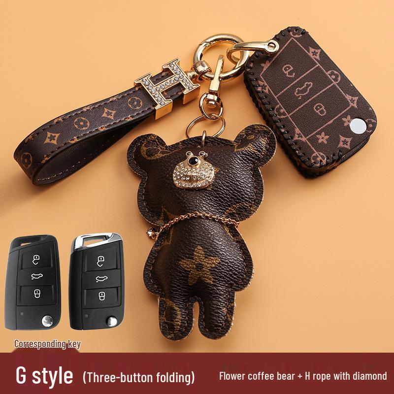 Volkswagen Car Key Cover for Sagitar, Bora, Lavida, T-Roc, Tiguan L, Golf 8, Tayron, POLO with Women's Bag Buckle