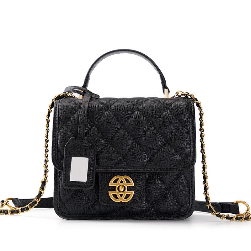 

Classic Cowhide Bag Women S Messenger Bag Genuine Leather Women S Bag Women S Small Fragrant Style Shoulder Chain Bag чёрный