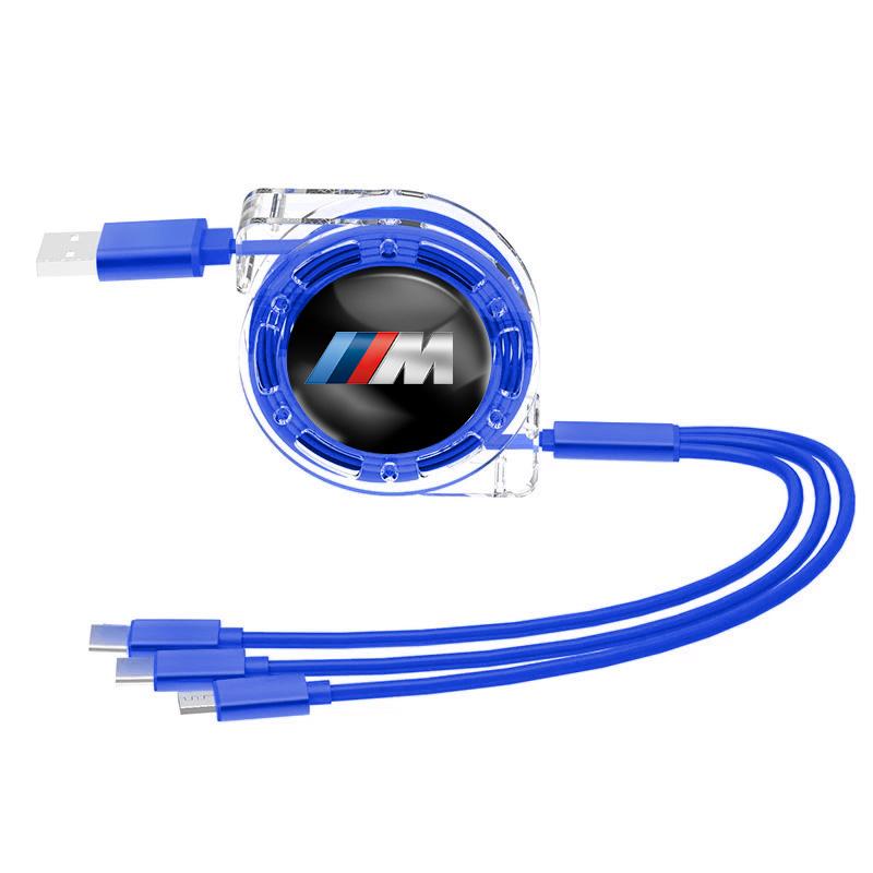 XZFG7 Car Fast Charging Micro USB Type-C 3-in-1 Data Cable For BMW X1 X2 X3 X5 X4 X6 X7 G30 G20 G32 G11 G12 F40 F30 F20 F10 F34 F07