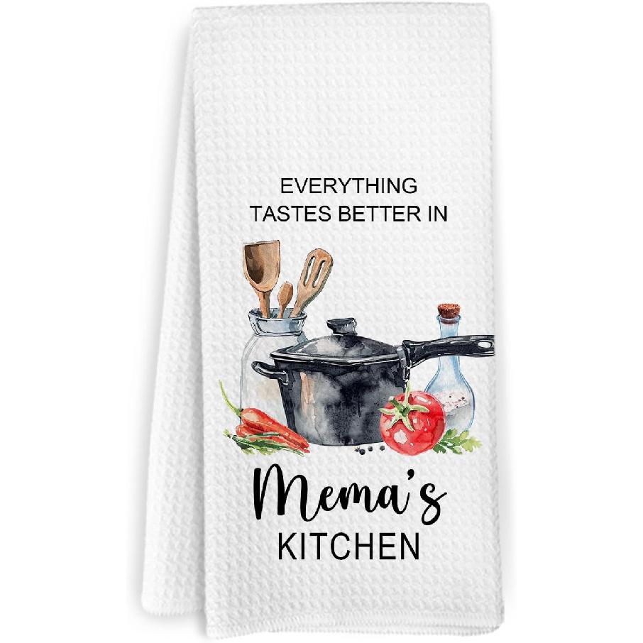 Nonna Gifts Kitchen Towels, Gifts for Nonni Grandma from Grandkids, Everything Tastes Better in Nonna's Kitchen Decorative Hand Tea Towels for