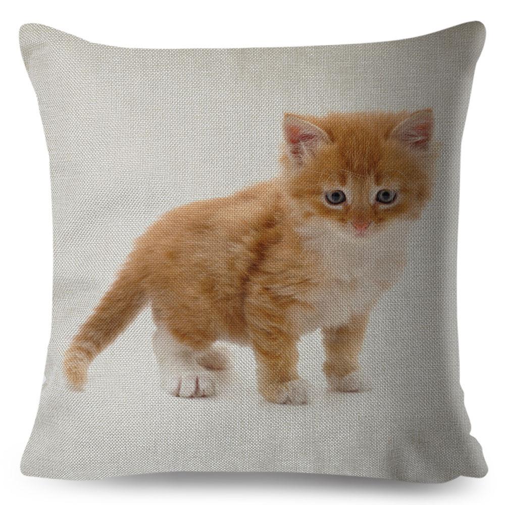 Cute Cat Pillowcase Decor Lovely Pet Animal Print Cojines Cushion Cover Polyester Pillow Case for Home Sofa Children Room 45x45