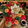 Yousheng Christmas Artificial Flower Gift Box Realistic Fake Rose Flower Red Berry Bell Home Office Table Centerpiece Party Decoration