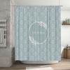 Soft Damask Shower Curtain with Personalized Name and Elegant White Floral Design Modern Bathroom Decor for Kids and Adults (Blu
