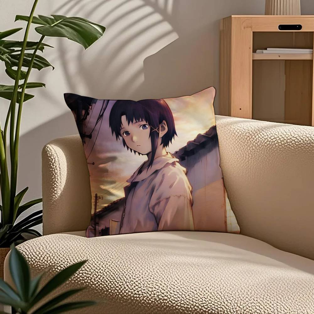 Anime E-Experiments L-Lain Pillow Case Comfort Sofa Bed Silky Elegant Invisible Zipper Custom Decorative Cushion Cover