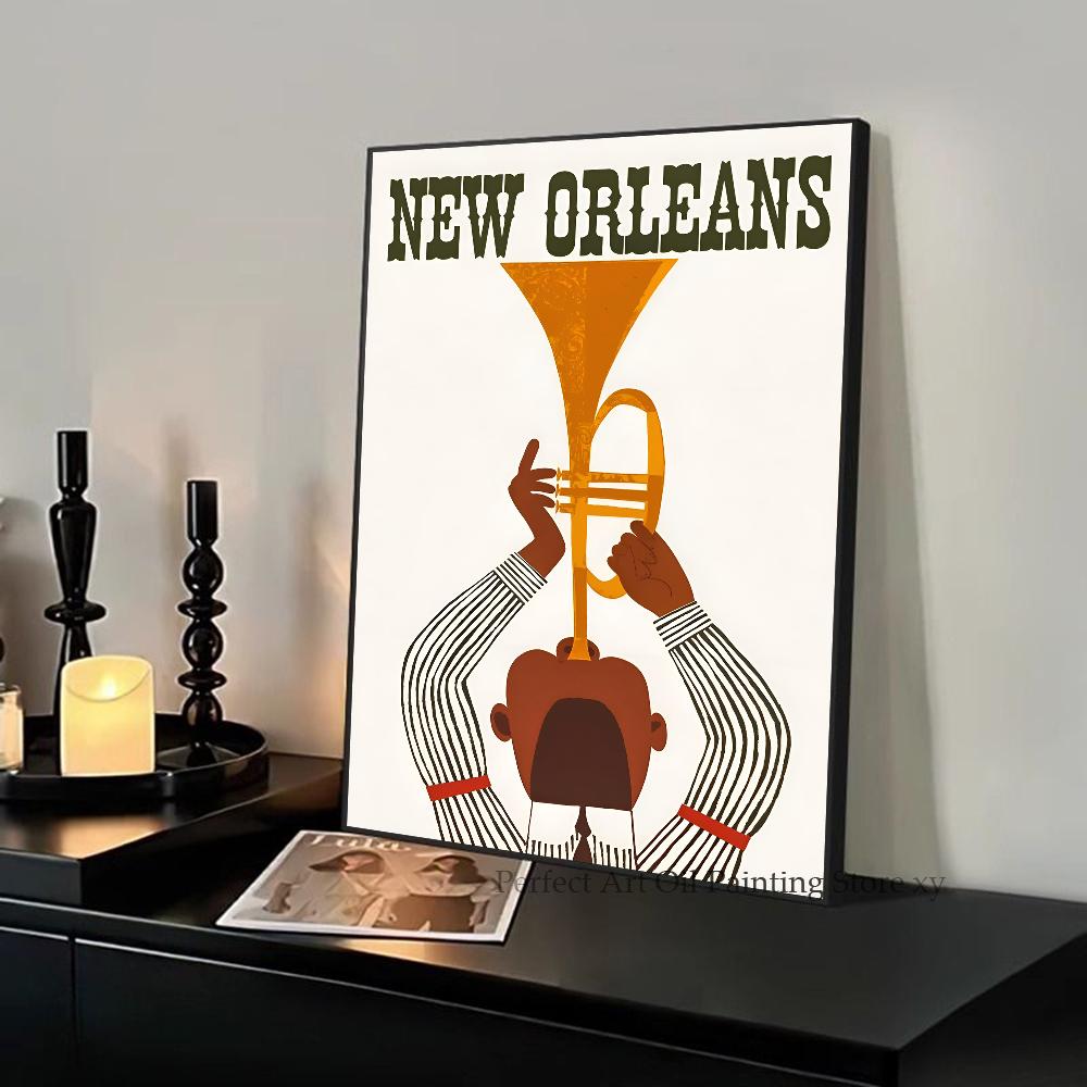 1PC Abstract Jazz Music Festival Record Player Symbol Art Poster Paper Print Home Living Room Bedroom Entrance Bar Restaurant
