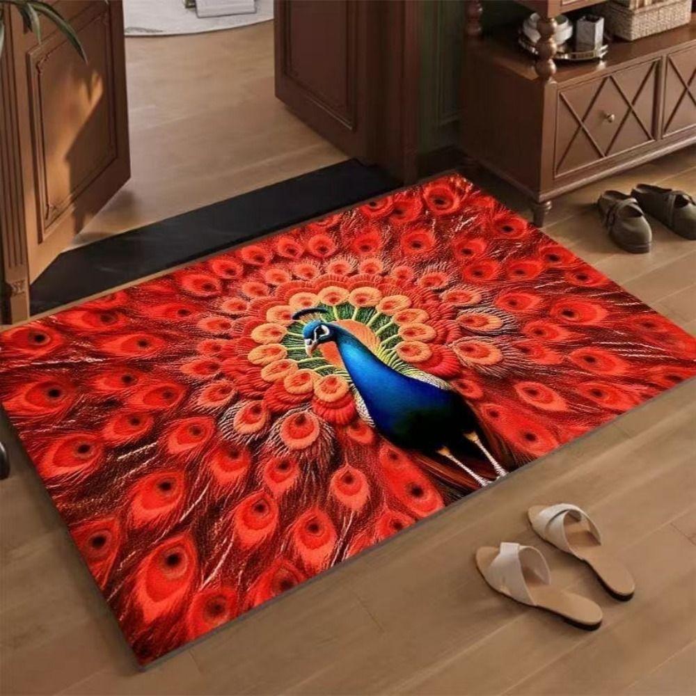 Non-slip Peacock Carpet Special-shaped Bathroom Floor Mat  for Living Room Tea Table Bedside