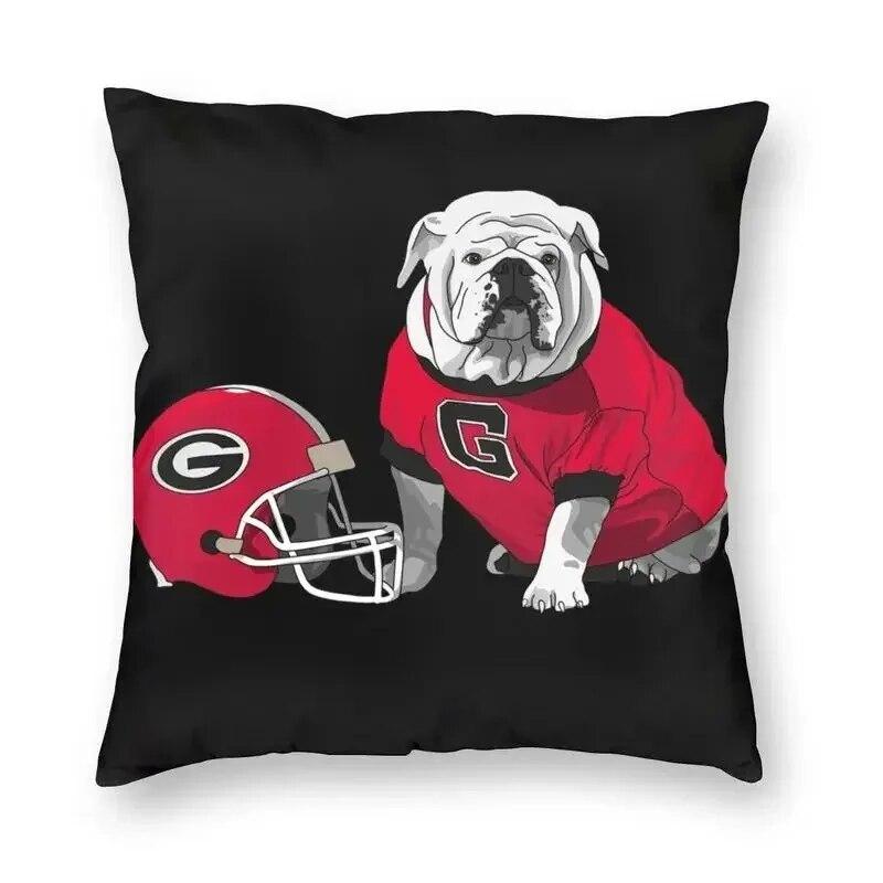 British Bulldog Print Pillowcase Home Room Office Seat Living Room Sofa Cushion Cover 45x45cm Peach Skin Pillowcase