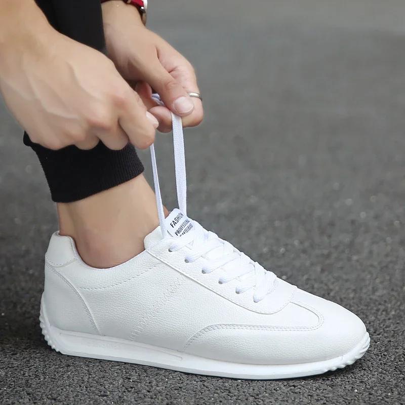 Leather Men Shoes Sneakers Trend Casual Shoe Italian Breathable Leisure Male Sneakers Non-slip Footwear White Men Loafers