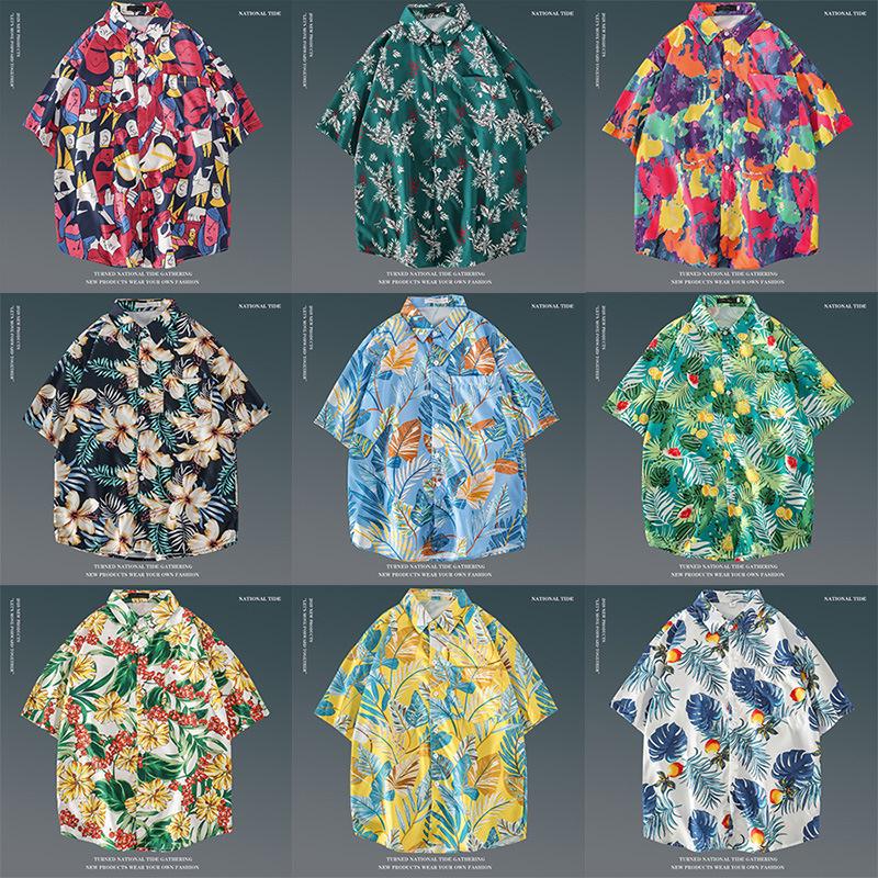 Japanese Hong Kong-Style Floral Hawaiian Shirt - Unisex Summer Short-Sleeve Retro Beachwear