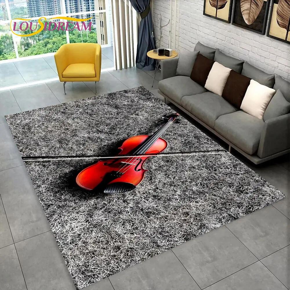 Classical Violin Instrument Music Area Rug,Carpet for Home Living Room Bedroom Sofa Doormat Kitchen Decor,kid Non-slip Floor Mat
