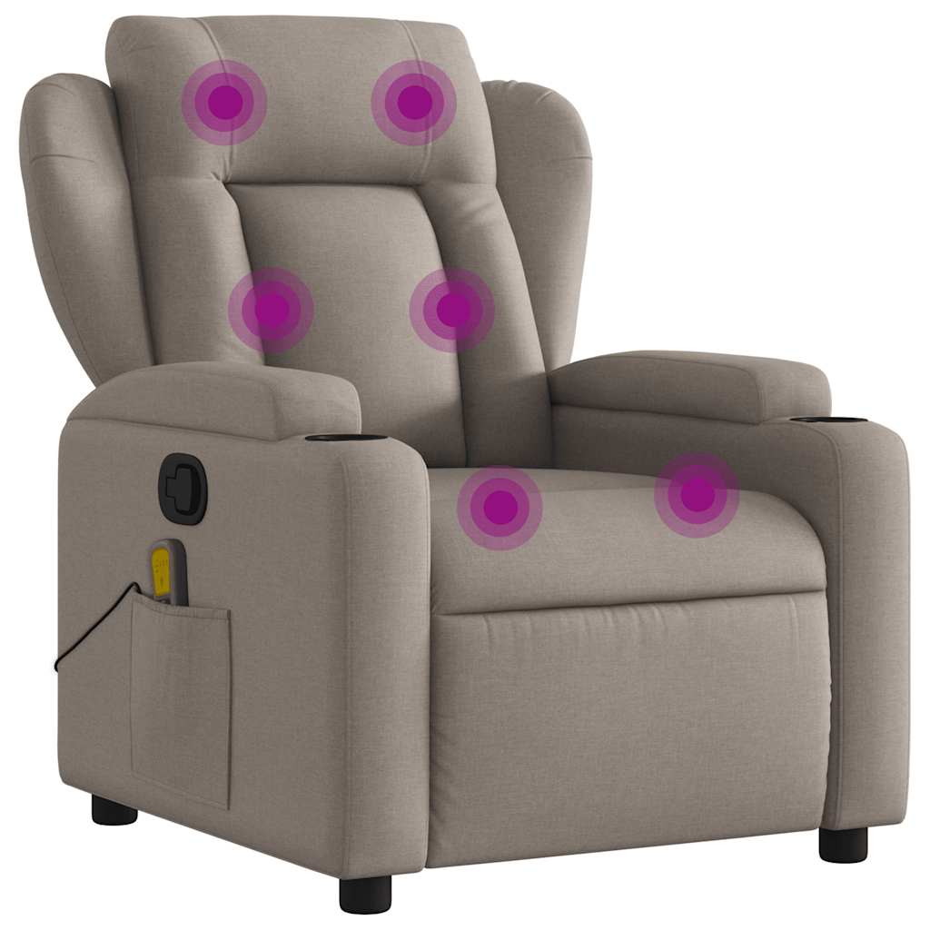 Massage Relax Chair Taupe Fabric