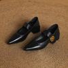 Vintage Women Pointed Toe Mary Jane Shoes Fashion Shallow Thick Heel Spring Autumn Wedding Party Shoes One Kick Zapatos Mujer