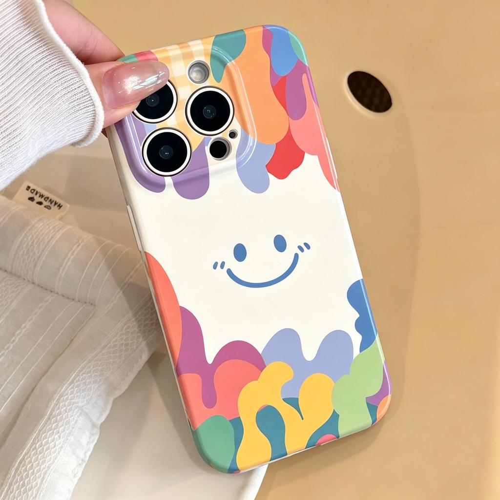 Filin 2-in-1 Colored Smiley Face Is Suitable for Iphone16promax Apple 17 Mobile Phone Case 15 Anti-drop 11 Generation