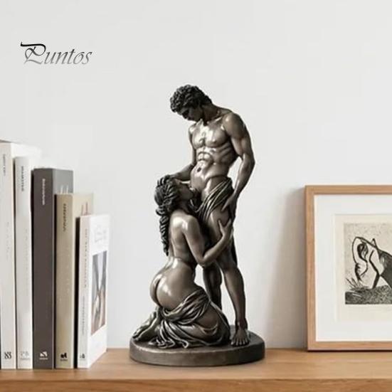 Vintage Ornament Statue Ornament, Mythology Collectible Bookshelf with Distressed Bronze Texture Retro Home Decor Wrinkled Clothing Pattern for Living