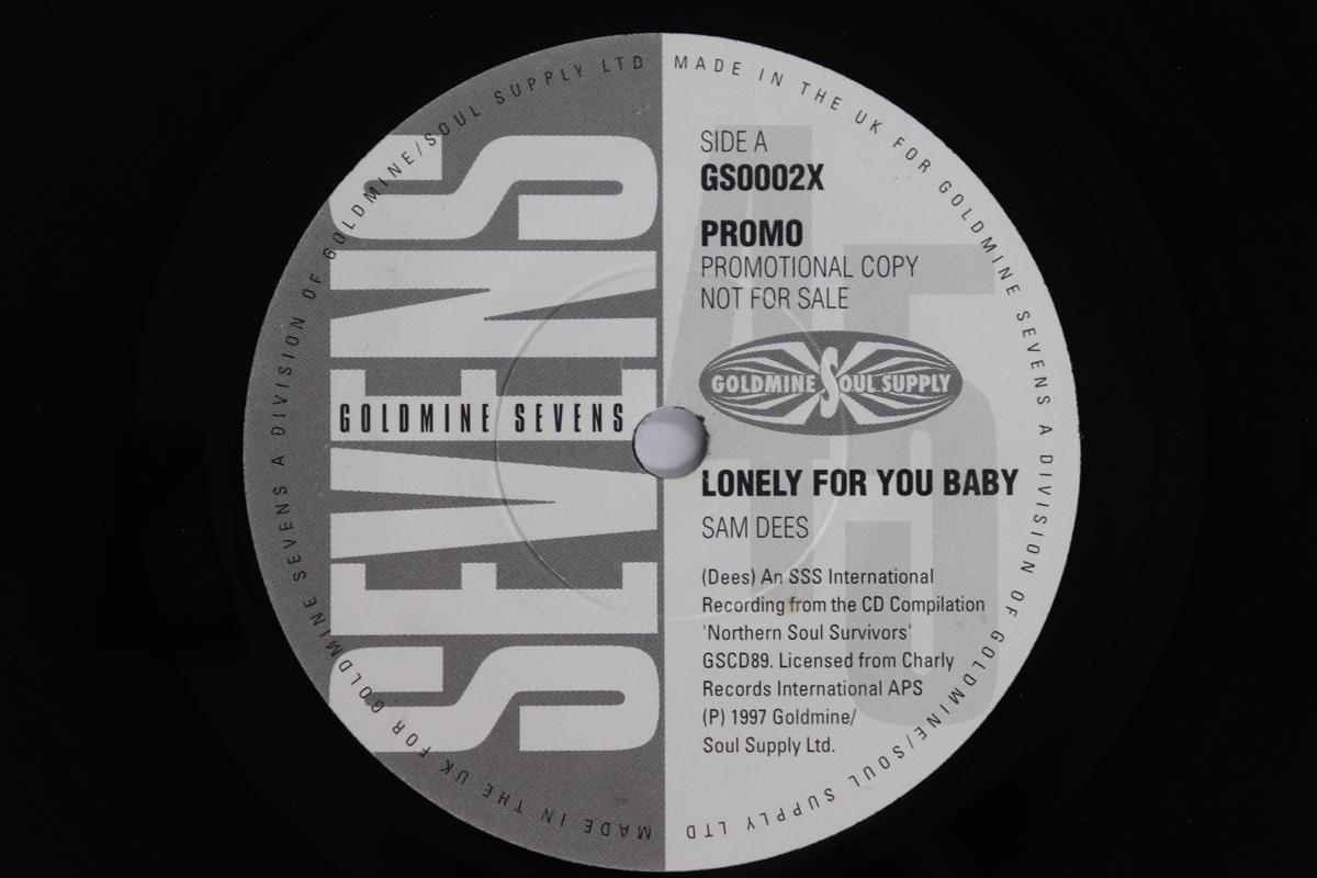 

7inch Record SAM DEES / SAM FLETCHER - Lonely For You Baby / I d Think It GS0002XPROMO GOLDMINE SOUL S 1997 UK Soul/Funk Used