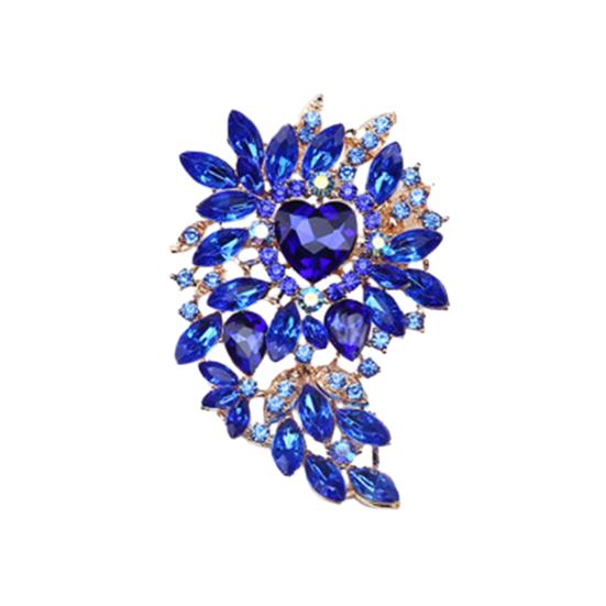 Spilla Girasole Con Strass Cristalli - Rosso/Verde/Viola/Rosa - Gioiello 5x5cm In Zirconia - 5
