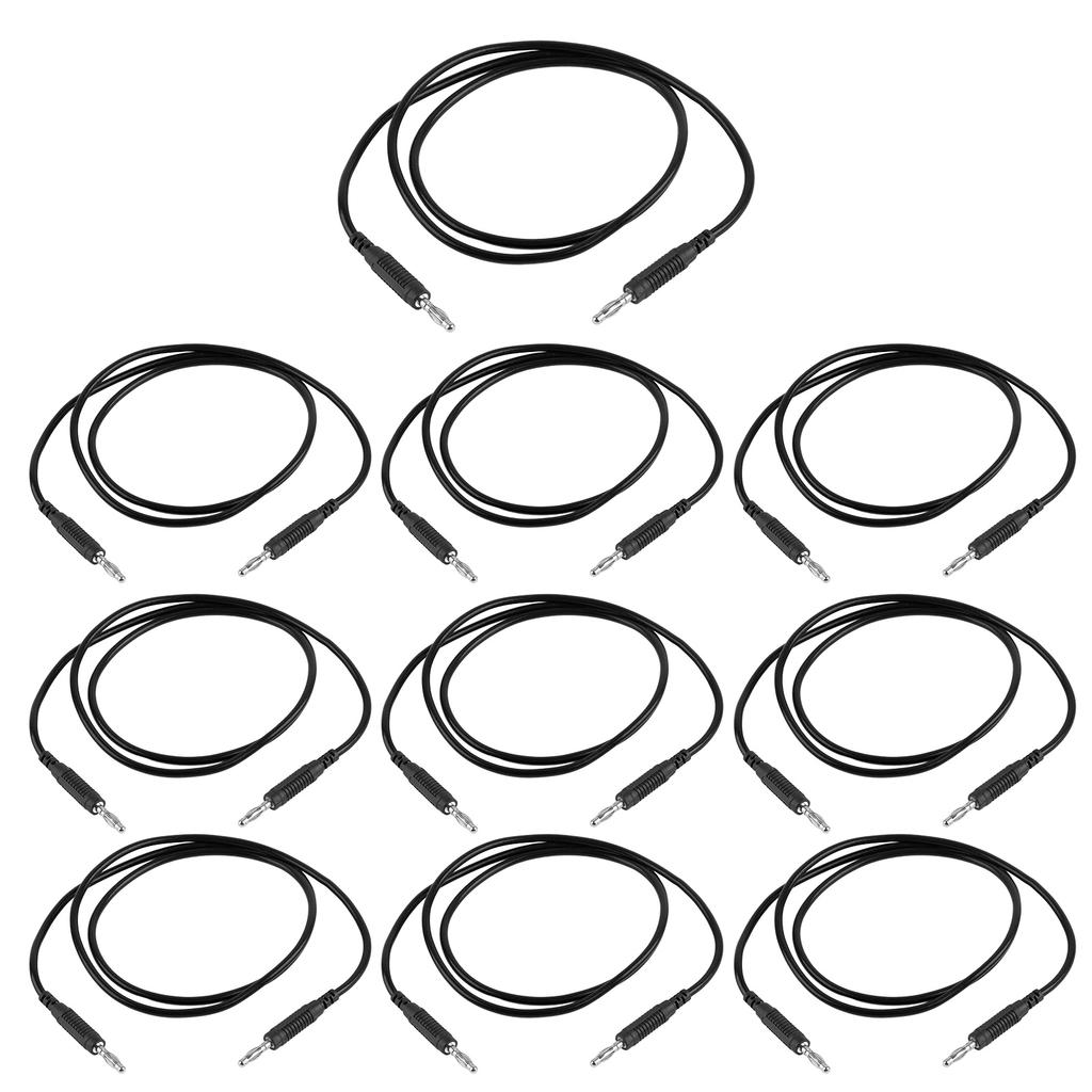 10 Sets Banana Test 4mm Male To Male Brass PA 32A 1000V Set Kit for Electricity Testing Black