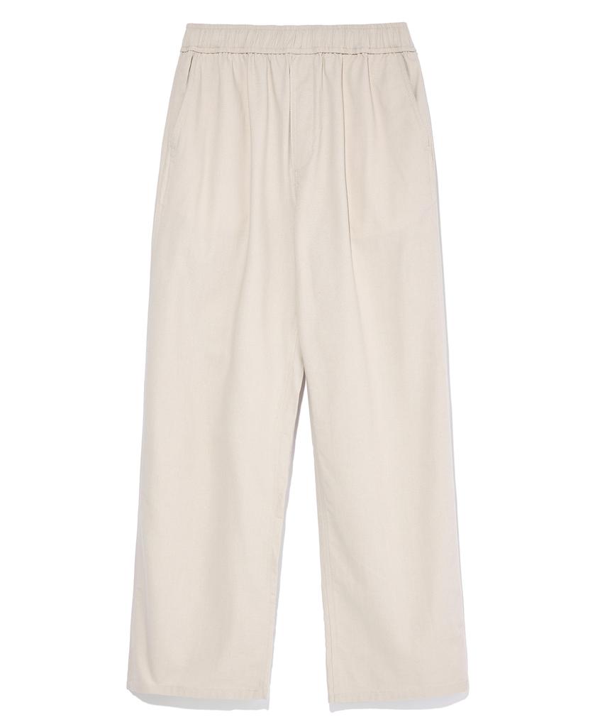 AOTT Linen Elastic Waist Wide Pants White