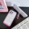 White Love Pattern Invisible Stand Holder Case For Iphone 13 11 12 14 Pro Max 14 Plus Lovely Bracket Soft Shockproof Cover
