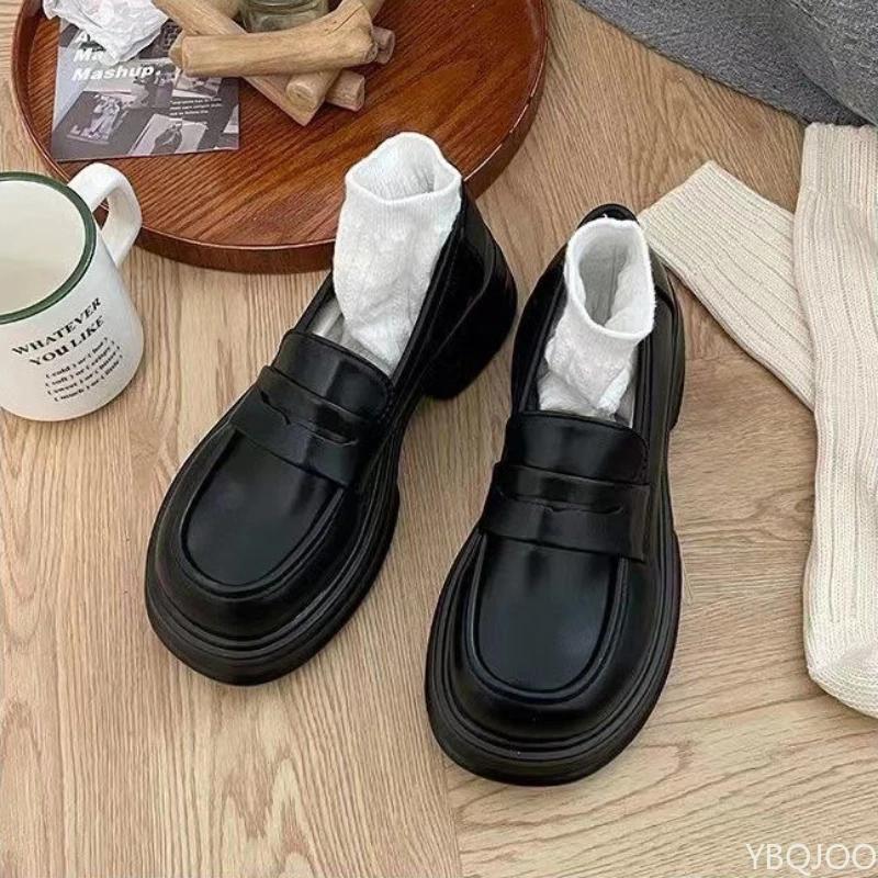 

Модные весенние женские лоферы Универсальные нескользящие кожаные туфли Мэри Джейн Туфли на толстой подошве Женские Туфли для униформы JK Лолита Mujer Zapatos 35 матовый черный