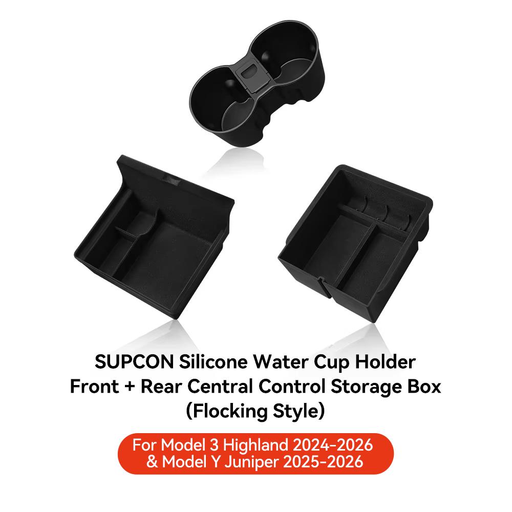 YZ For Tesla Model 3 Highland 2024 Model Y juniper 2025 Storage Box Center Armrest Hidden Box Cup Holder Organizer Accessories
