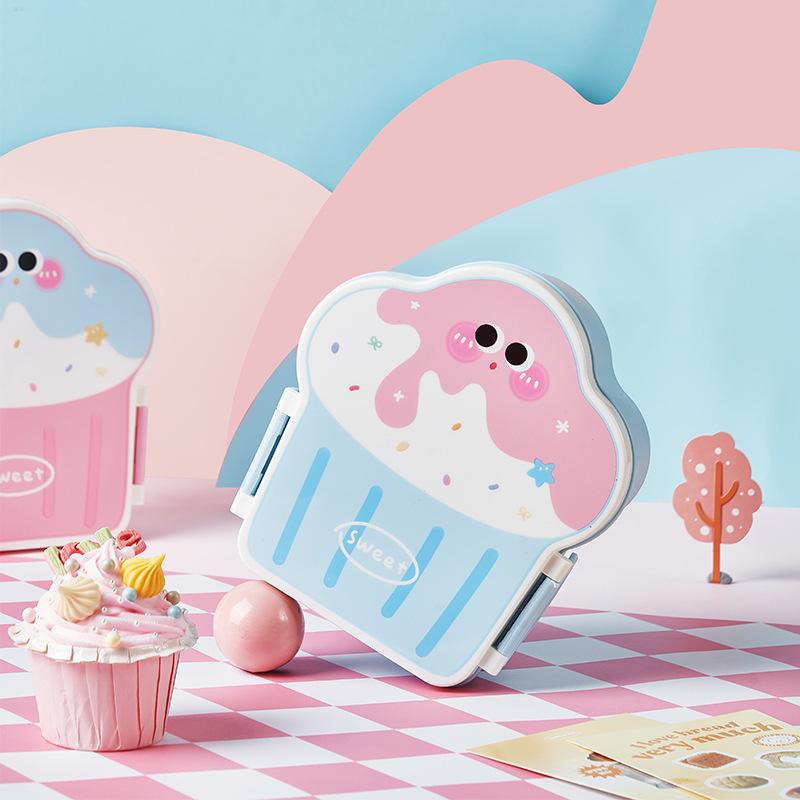 Cute Bento Lunch Box School Heater Portable Plastic Lunch Container For Kids Girls Bread Sandwich Food Warmer Compartments