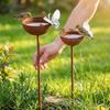 Freestanding Rusty Metal Bird Feeder Ground Insert Bee Watering Station  Outdoor Garden