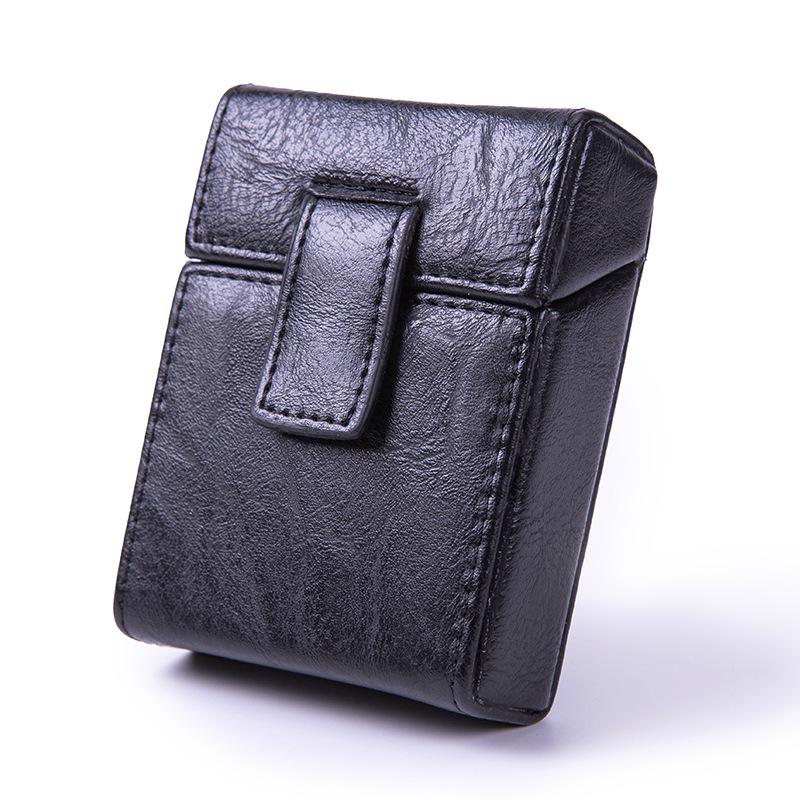 Pocket PU Leather Cigarette case Lighter Bag Flip Cover For 8mm Cigarette Box Simple Personalized Men Smoke Tools Accessories