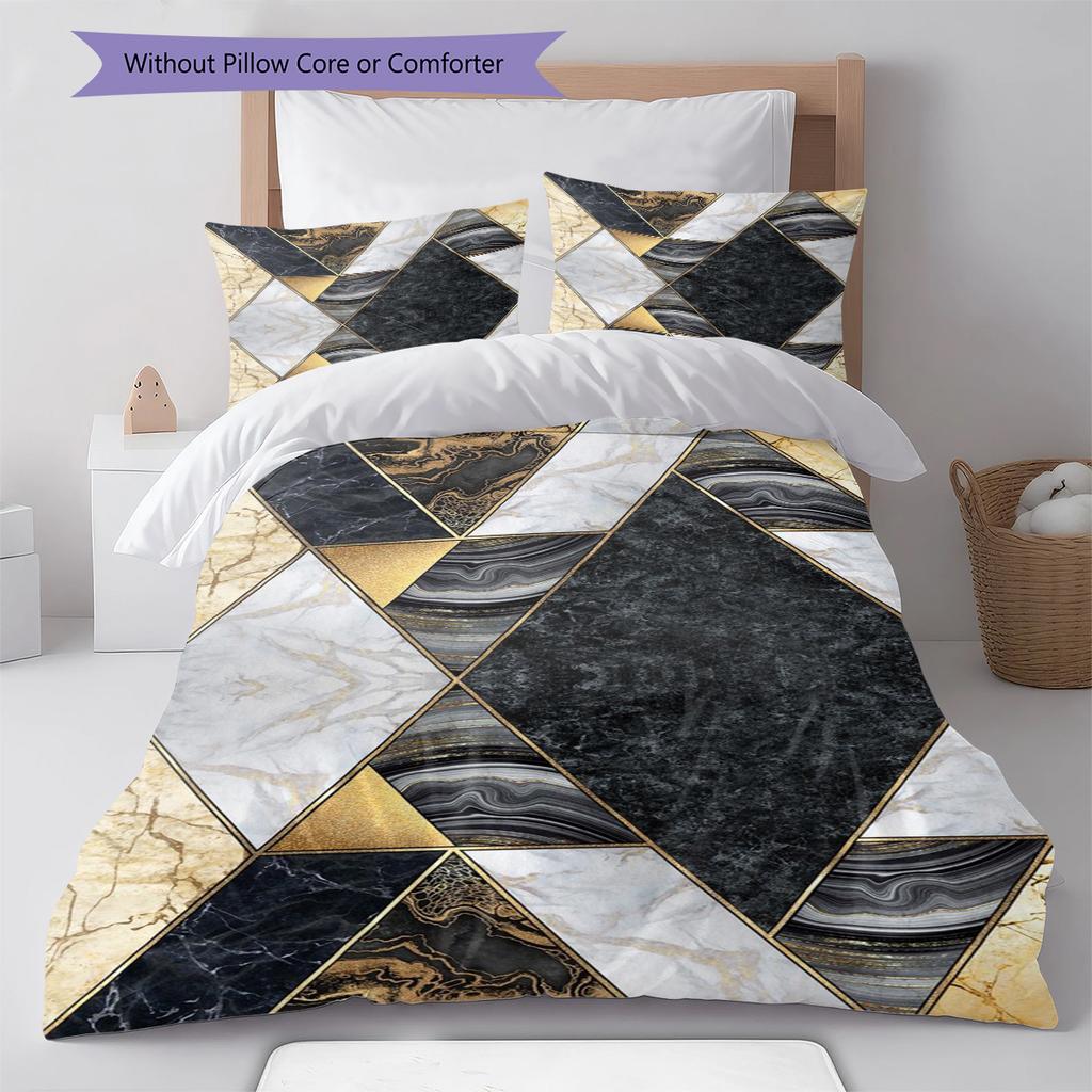 Abstract Geometric Pattern Bedding Quilt Set Quilt Cover Pillowcase Home Decoration Birthday Gift (1 * duvet cover + 2 * pillowcase, without core)