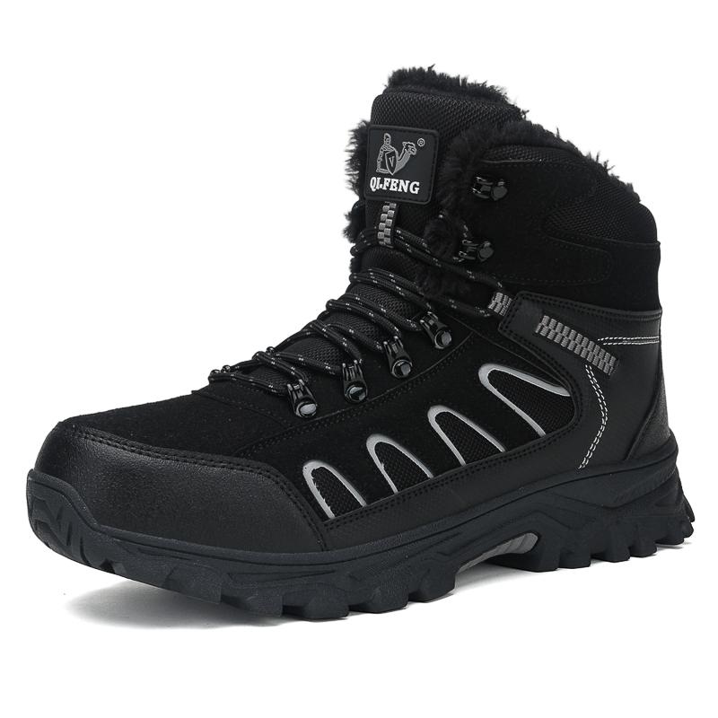 High-top Boots Men Anti-slip Warm Comfortable Plush Outdoor Hiking Shoes Men Breathable Lace-up Casual Sports Shoes Men