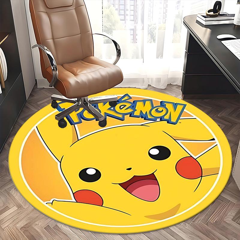 Pikachu,Pokémon Chair mat Round Rug Office carpet, Machine Washable, Non slip, Suitable for Living Rooms, Bedrooms