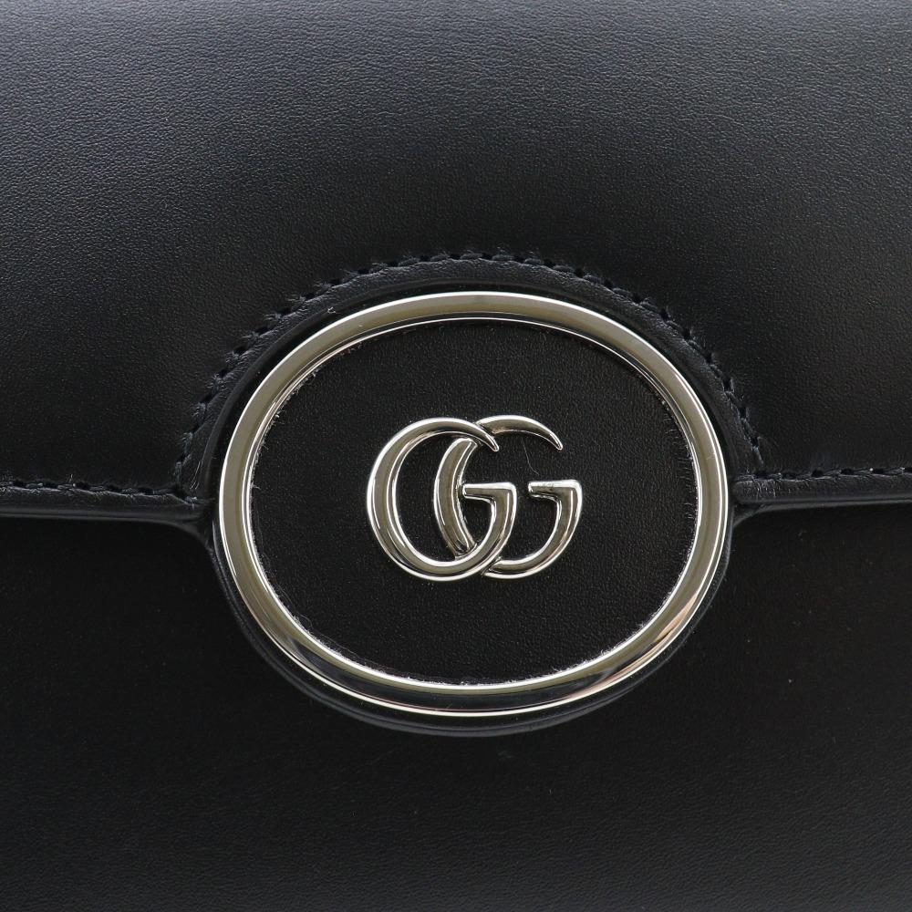 GUCCI Petit GG Shoulder Bag 739722 Double G 2WAY black leather Women Used