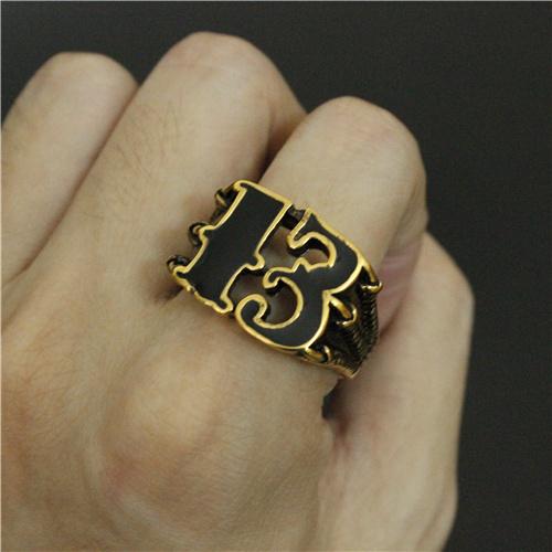 

Newest Mens Boys Golden Biker 13 Ring Titanium Steel 316L Best Jewelry Ring 8