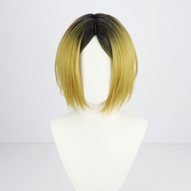 Cosplay Wig with Net by Kenma Kozume, Black and Yellow Gradient Wig