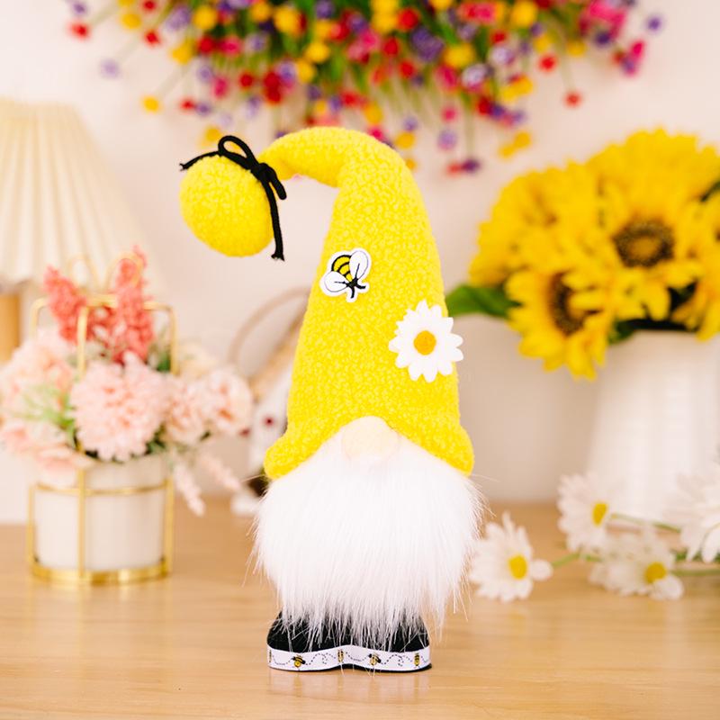 Cross-Border Bee Festival Faceless Plush Doll with Bow Knot – Cute Standing Old Man Ornament
