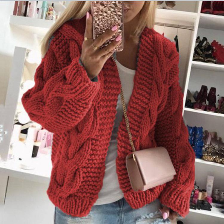 2025 Autumn/Winter Bestseller Cable Knit Cardigan - European and American Style Chunky Sweater for Women