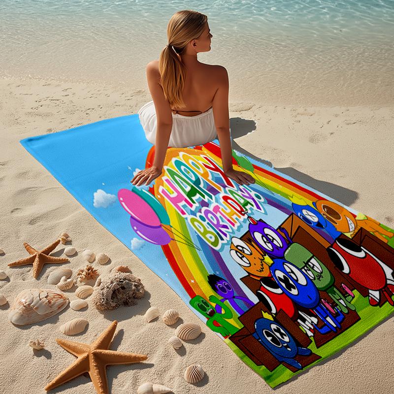 Proof Beach Towel with a Rainbow Friends1 Pattern - Soft,absorbent,quick-drying,machine Washable - Perfect for Swimming,camping,bathing