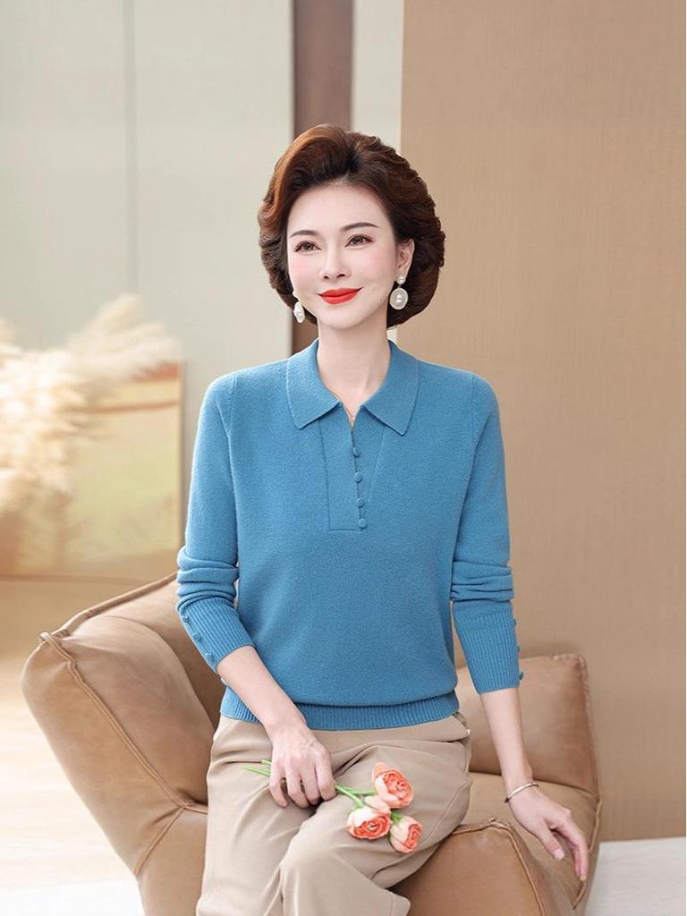 Luxurious Women's Pure Wool Turtleneck Sweater - Autumn/Winter Collection for Middle-aged Mothers