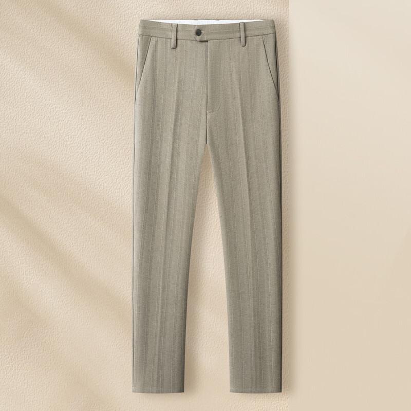 MONTAGUT Men's Autumn Striped Wool Blend Suit Trousers