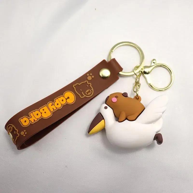 1PC Cartoon Capybara Plush Keychain Kawaii Backpack PVC Pendant Decoration Keyring Accessories Anime Lover Gifts