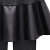 Damen Leggings Rock Elastischer Hoher Bund Verdicktes Plüschfutter Enganliegend Kunstleder Culottes Fake Zweiteiler Warm Vielseitige Culottes