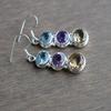 Blue Topaz Amethyst Citrine Earrings, 925 Sterling Silver, Gemstone Dangle Earrings