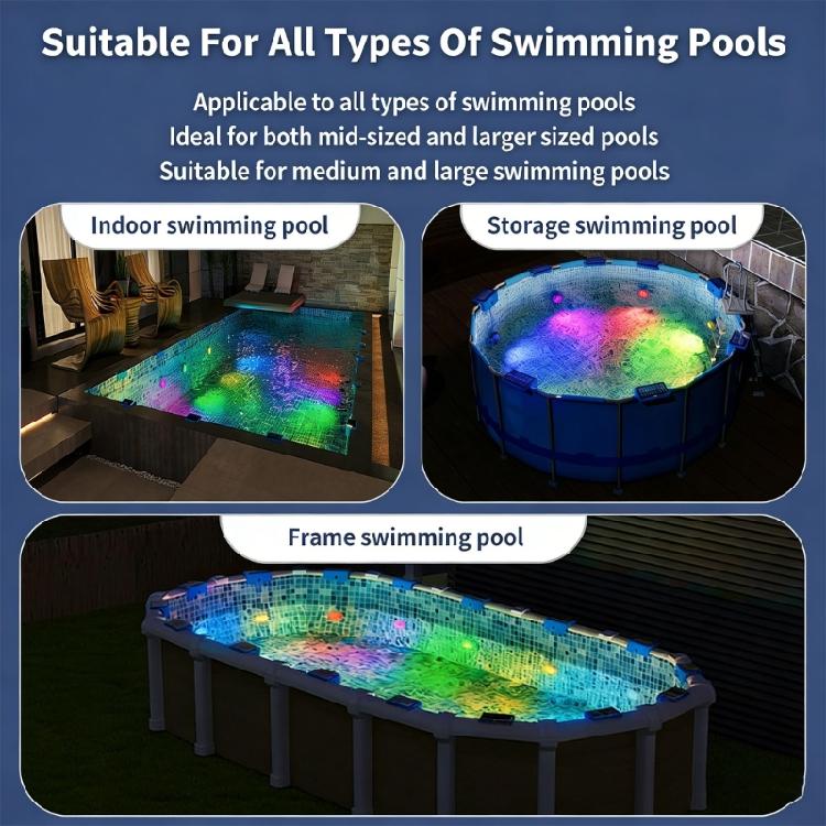 Friendly Solar Powered Swimming Pool Lamp With 6 Hour Timers Function And Strong Adhesion For Smooth Textured Surfaces