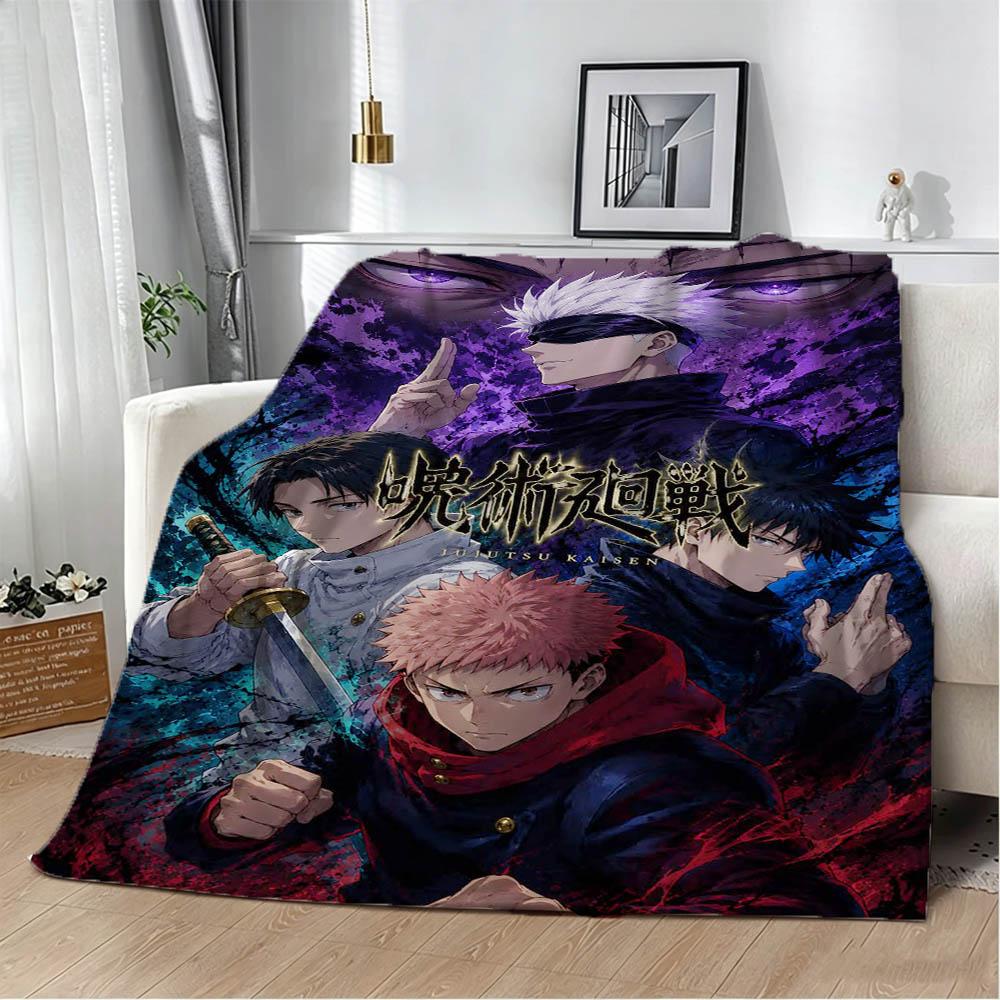 Cartoon Jujutsu Kaisen Anime 3D Flannel Blanket Soft Throw Blanket Art For Home Decor Bedroom Bed Sofa Cover Picnic Fans Gifts