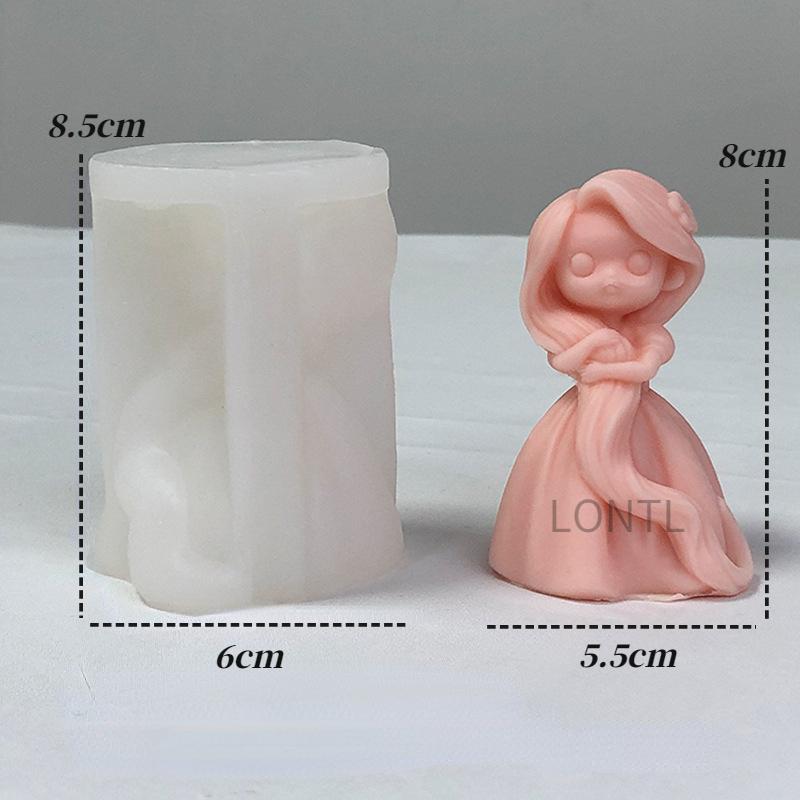 DIY Girl Doll Silicone mold 3D Princess Statue Resin Crafts Plaster mold Cute doll candle soap chocolate ice cube baking tools